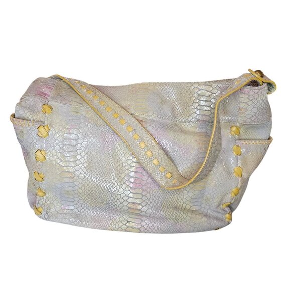 HOBO INTERNATIONAL Embossed Snakeskin Leather Purse Handbag Multi-color Repaired - Picture 1 of 16